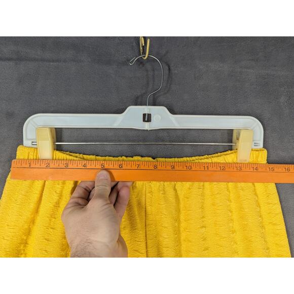 Vtg Polyester Pull-On Pants Womens Large Yellow Dressy Party Textured - Picture 4 of 9